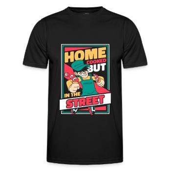 Cuisine de rue - T-shirt sport Homme - noir - Devant - AI Model Male 178 dark (178cm)