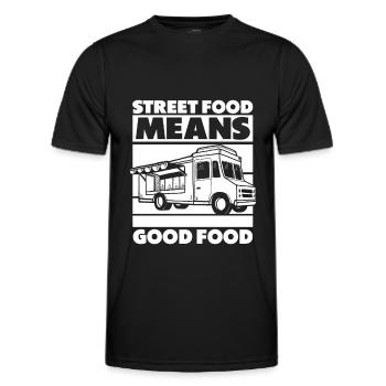 Cuisine de rue - T-shirt sport Homme - noir - Devant - AI Model Male 178 dark (178cm)