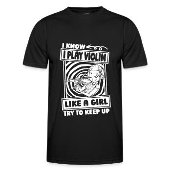violin fiddle girl - Men's Functional T-Shirt - black - Front - AI Model Male 178 dark (178cm)