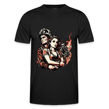 Firefighter Wife wife of a firefighter - Men's Functional T-Shirt - black - Front - AI Model Male 178 dark (178cm)