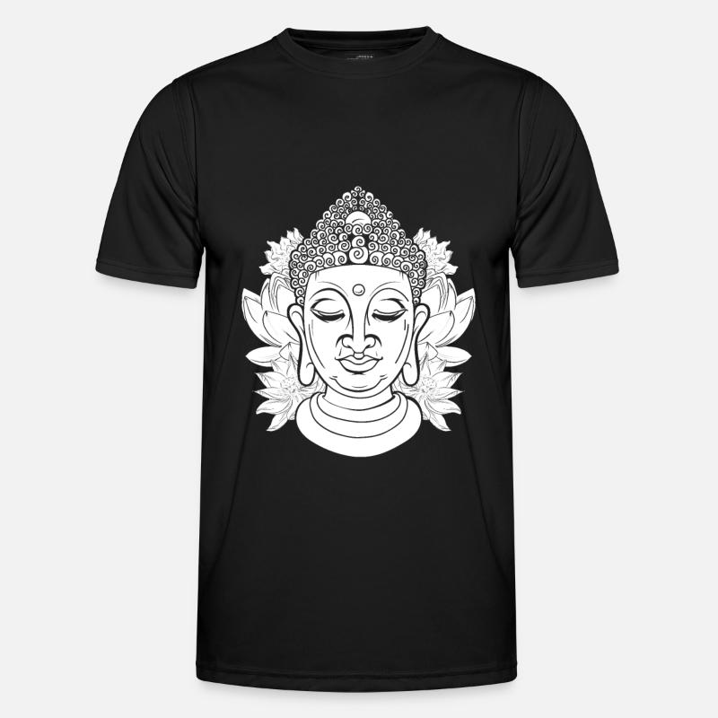 Buddha Buddhist Blumen - Männer Funktions-T-Shirt - Schwarz