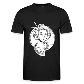 Geisha Flowers - Men's Functional T-Shirt - black - Front - AI Model Male 178 dark (178cm)