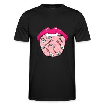 Amateur gardener garden tongue - Men's Functional T-Shirt - black - Front - AI Model Male 178 dark (178cm)