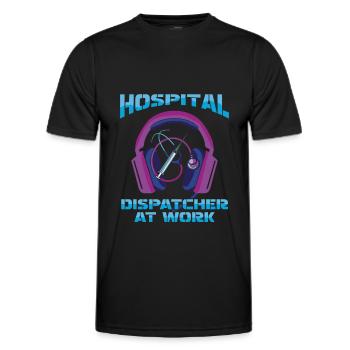Casque d’opération du centre de contrôle des appels d’urgence - T-shirt sport Homme - noir - Devant - AI Model Male 178 dark (178cm)