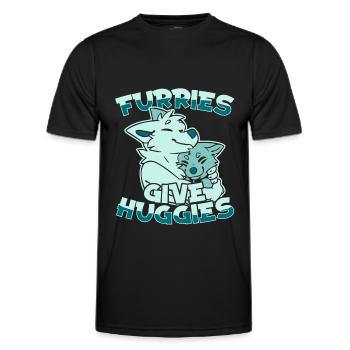Furry Fandom Fursuits Hug - Men's Functional T-Shirt - black - Front - AI Model Male 178 dark (178cm)