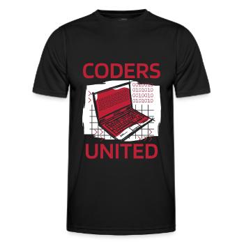 Développeur Coder Programmeur Ordinateur portable - T-shirt sport Homme - noir - Devant - AI Model Male 178 dark (178cm)