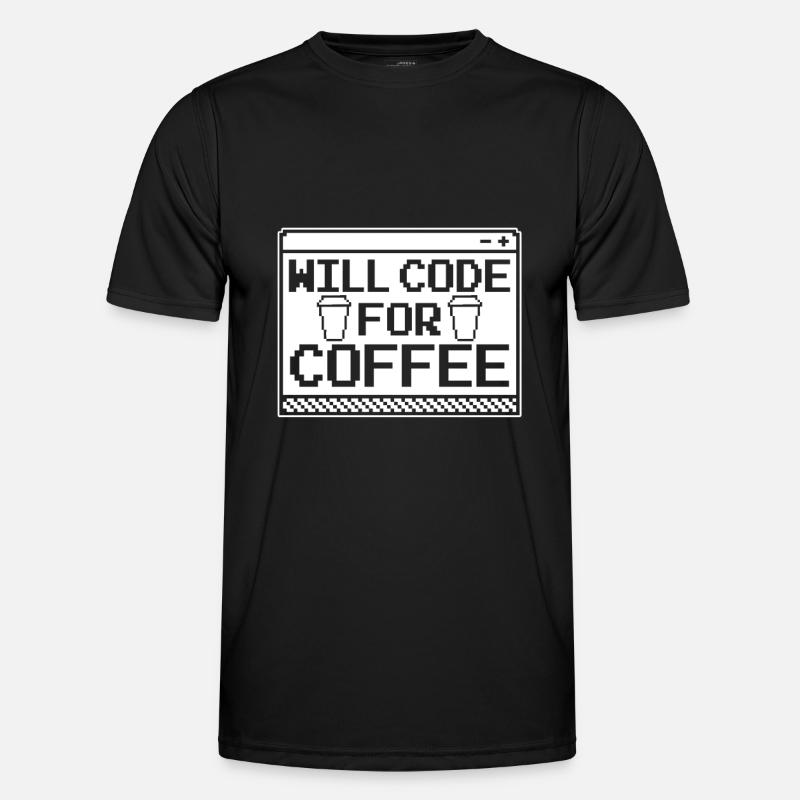 Developer Coder Programmer Coffee - T-shirt sport Homme - noir