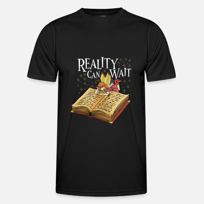 Buch Leseratte Bücherwurm Fee Buchfee - Männer Funktions-T-Shirt - Schwarz