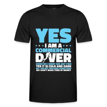 Diving Diver Commercial Diving - Men's Functional T-Shirt - black - Front - AI Model Male 178 dark (178cm)