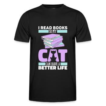Livre, Rat de bibliothèque, Rat de bibliothèque, Chat - T-shirt sport Homme - noir - Devant - AI Model Male 178 dark (178cm)