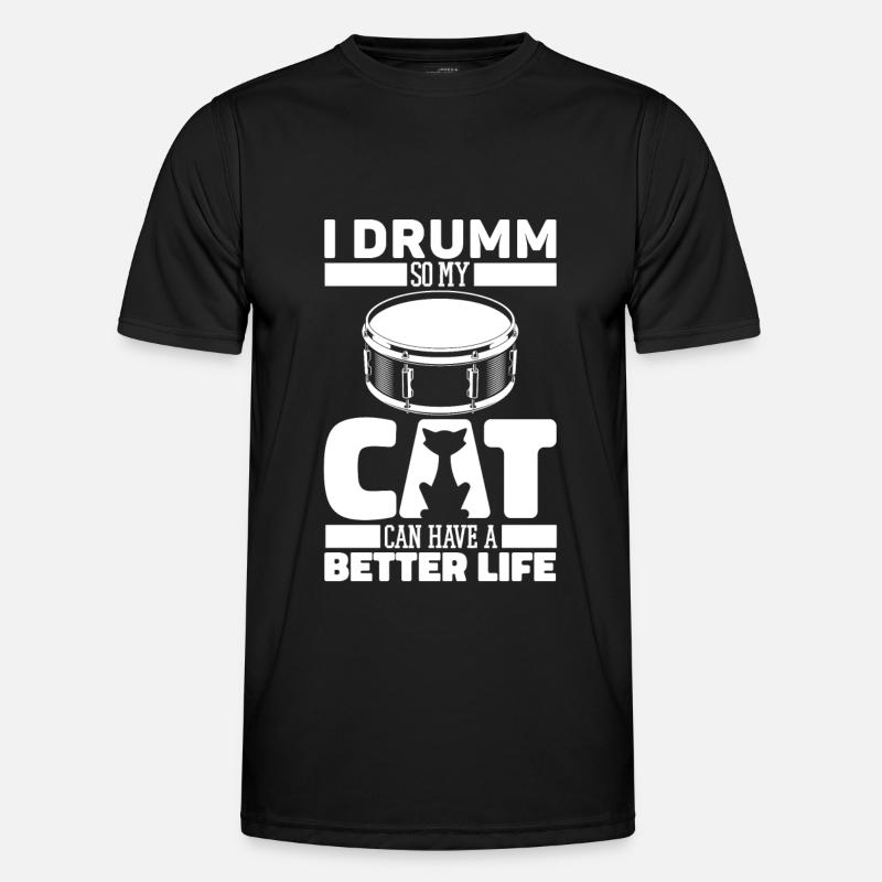 Drums Drummer Drummer Cat - Men's Functional T-Shirt - black