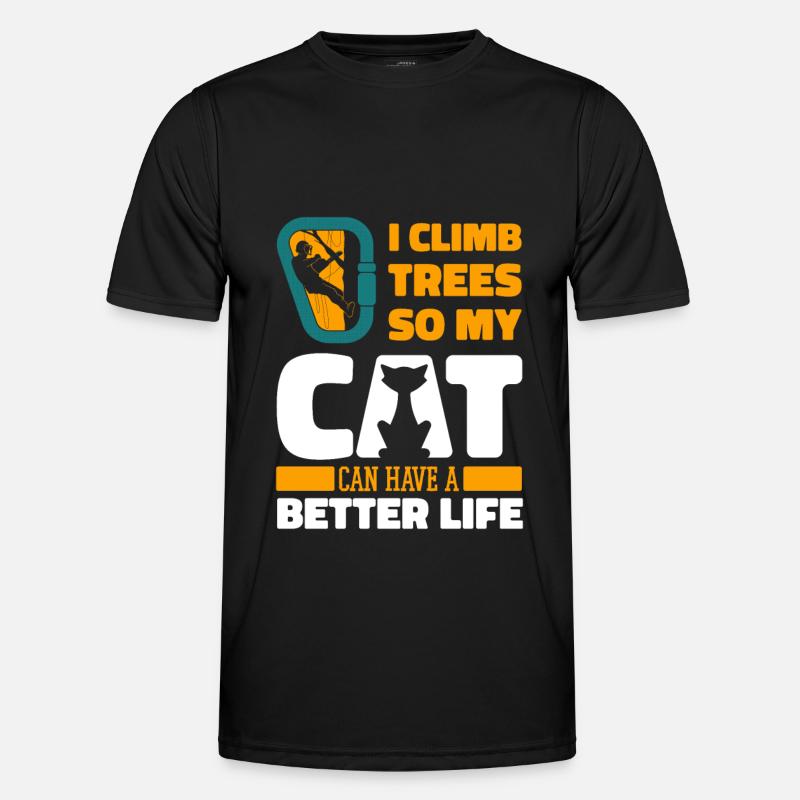 Baumpfleger Baumkletterer Arborist Katze - Männer Funktions-T-Shirt - Schwarz