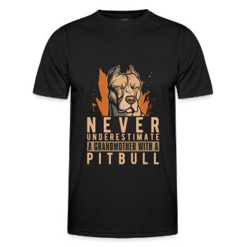 Pitbull Grand-mère Pitbull Interdiction - T-shirt sport Homme - noir - Devant - AI Model Male 178 dark (178cm)