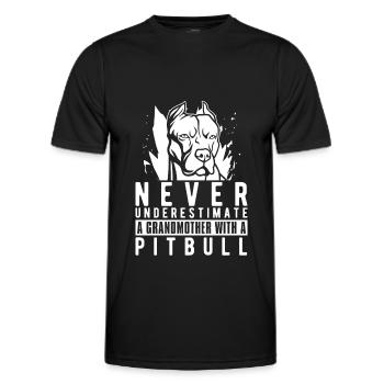 Pitbull Grand-mère Pitbull Interdiction - T-shirt sport Homme - noir - Devant - AI Model Male 178 dark (178cm)
