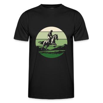 Horse Equestrian Endurance Riding - Men's Functional T-Shirt - black - Front - AI Model Male 178 dark (178cm)