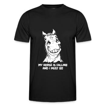Horse Equestrian Endurance Riding - Men's Functional T-Shirt - black - Front - AI Model Male 178 dark (178cm)