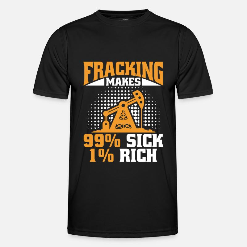Ölfeld Bohrinsel Fracking Männer Funktions-T-Shirt