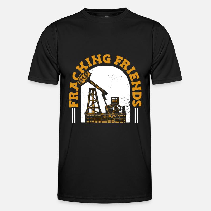Ölfeld Bohrinsel Fracking Männer Funktions-T-Shirt