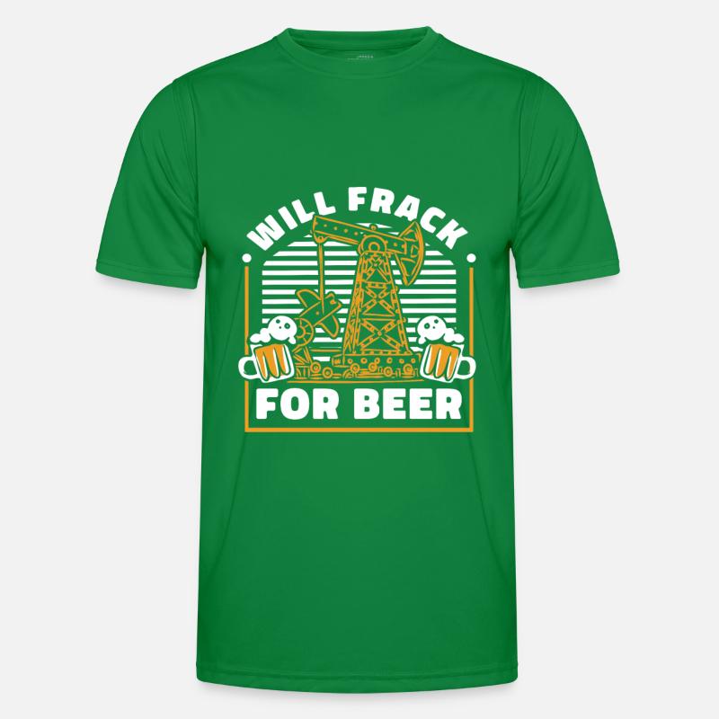 Ölfeld Bohrinsel Bier Fracking Männer Funktions-T-Shirt
