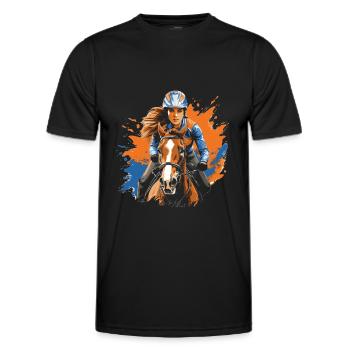 Horse Equestrian Sports - Men's Functional T-Shirt - black - Front - AI Model Male 178 dark (178cm)