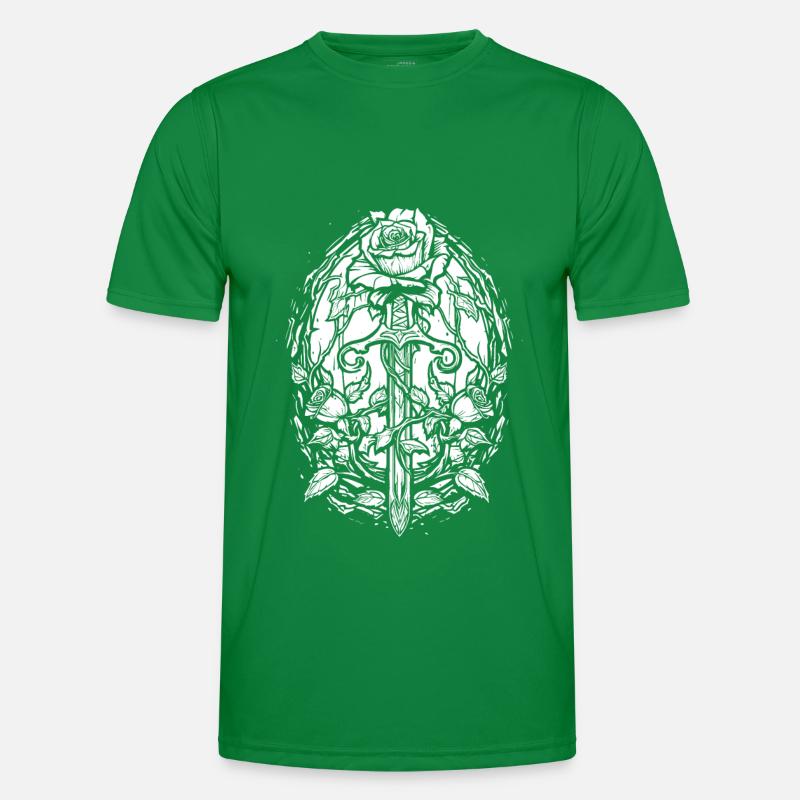 Rote Rose Goth Schwert Männer Funktions-T-Shirt