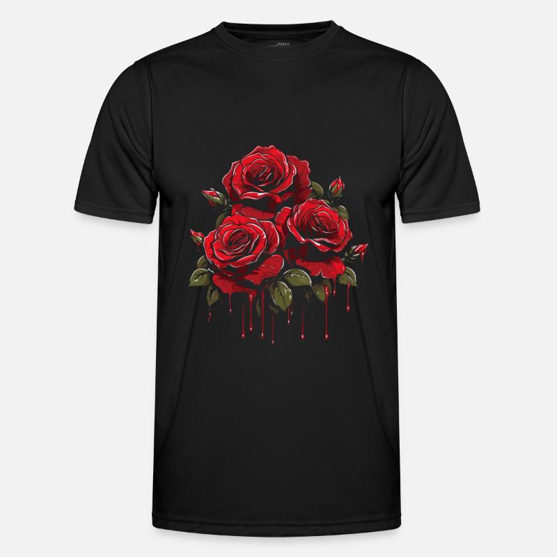 Rote Rose Goth Cool - Männer Funktions-T-Shirt - Schwarz