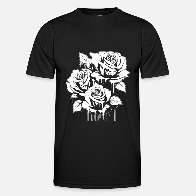 Rote Rose Goth Cool - Männer Funktions-T-Shirt - Schwarz