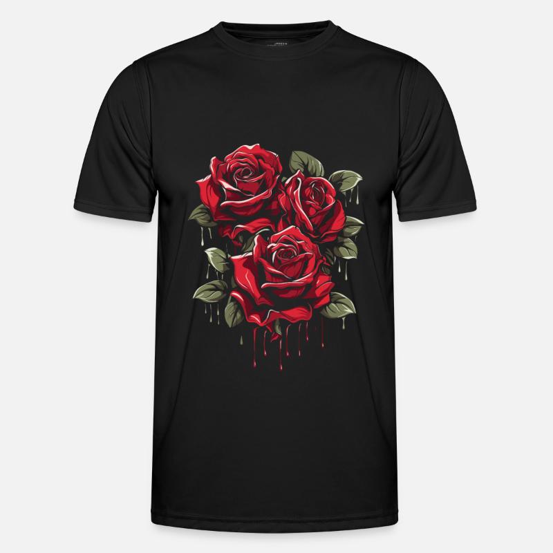 Rote Rose Goth Cool - Männer Funktions-T-Shirt - Schwarz