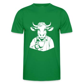 Cow, Farmer, Livestock, Coffee - Men's Functional T-Shirt - kelly green - Front - AI Model Male 178 dark (178cm)