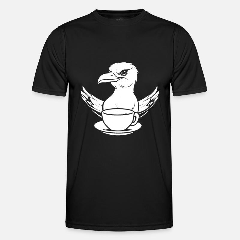 Möwe Kaffee - Männer Funktions-T-Shirt - Schwarz