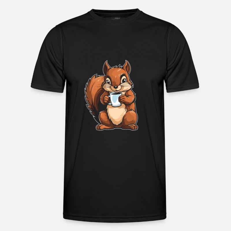 Eichhörnchen Kaffee - Männer Funktions-T-Shirt - Schwarz