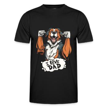 Australian Shepherd I Love Dad - Männer Funktions-T-Shirt - Schwarz - Vorne - AI Model Male 178 dark (178cm)
