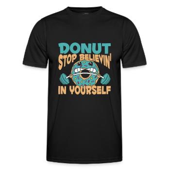 Donut Fitness Funny Donut Gym - Men's Functional T-Shirt - black - Front - AI Model Male 178 dark (178cm)