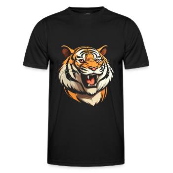 Tigre souriant - T-shirt sport Homme - noir - Devant - AI Model Male 178 dark (178cm)