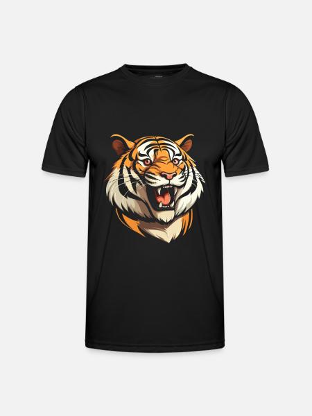 Tigre souriant - T-shirt sport Homme - noir