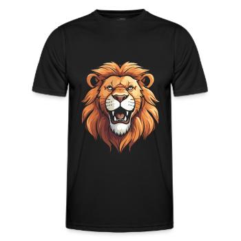Lion souriant - T-shirt sport Homme - noir - Devant - AI Model Male 178 dark (178cm)
