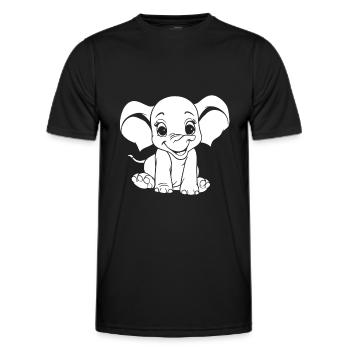 Éléphant souriant - T-shirt sport Homme - noir - Devant - AI Model Male 178 dark (178cm)