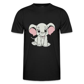Éléphant souriant - T-shirt sport Homme - noir - Devant - AI Model Male 178 dark (178cm)