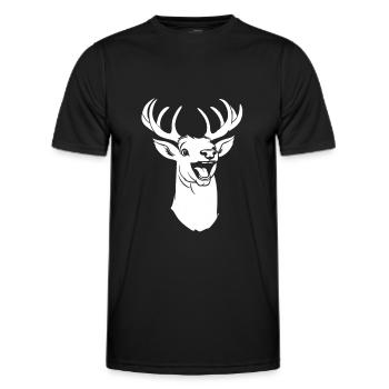 Cerf souriant - T-shirt sport Homme - noir - Devant - AI Model Male 178 dark (178cm)