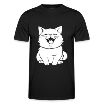 Chat souriant - T-shirt sport Homme - noir - Devant - AI Model Male 178 dark (178cm)