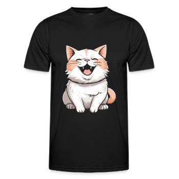 Chat souriant - T-shirt sport Homme - noir - Devant - AI Model Male 178 dark (178cm)