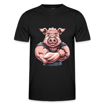 Cochon de fitness - T-shirt sport Homme - noir - Devant - AI Model Male 178 dark (178cm)
