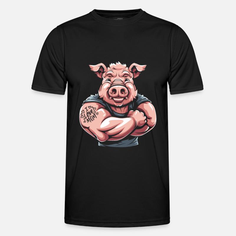 Schwein Schweinebauer Mutter I Love Mom Männer Funktions-T-Shirt