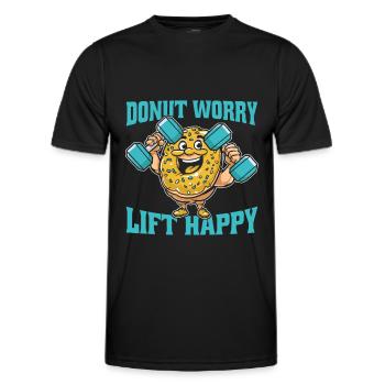 Donut Fitness Funny Donut Gym - Men's Functional T-Shirt - black - Front - AI Model Male 178 dark (178cm)