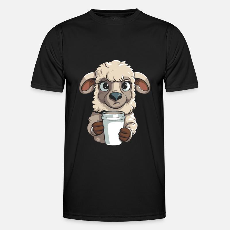 Schaf Kaffee - Männer Funktions-T-Shirt - Schwarz