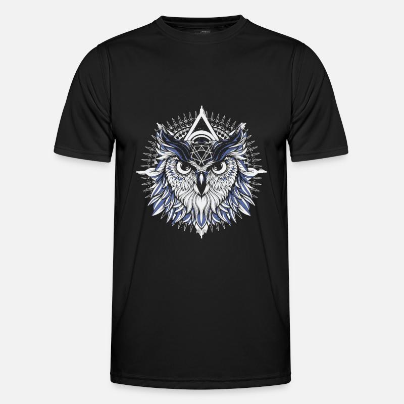 Eule Abstrakt - Männer Funktions-T-Shirt - Schwarz