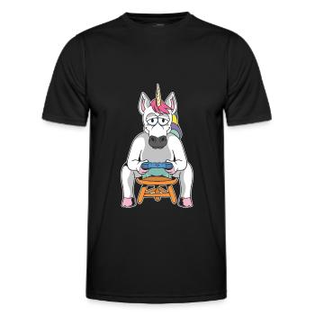 Gamer Gaming Gamer Unicorn - Men's Functional T-Shirt - black - Front - AI Model Male 178 dark (178cm)
