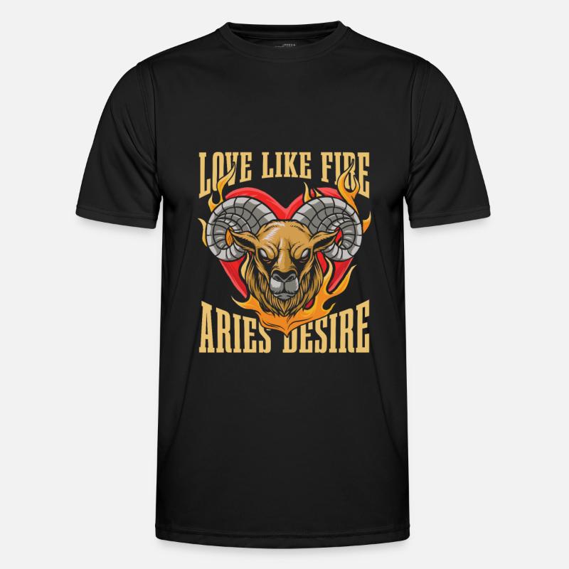 Widder Feuerliebe - Männer Funktions-T-Shirt - Schwarz