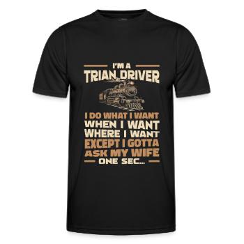 Conducteur de train Conducteur de train - T-shirt sport Homme - noir - Devant - AI Model Male 178 dark (178cm)