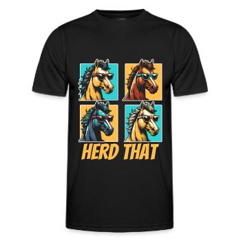 Sports équestres équestres à cheval - T-shirt sport Homme - noir - Devant - AI Model Male 178 dark (178cm)